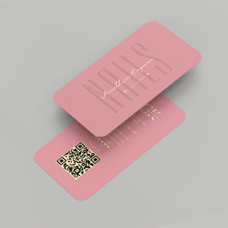 Moderne Nail Artiest Roze Manicurist Monogram Visitekaartje