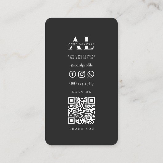 Moderne Nail Artist Beauty Salon Manicure QR Visitekaartje (Achterkant)