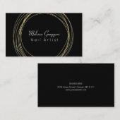 Moderne Nail Artist Faux Gold Circulars Hand getek Visitekaartje (Voorkant / Achterkant)