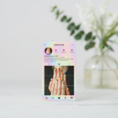 Moderne Nail Artist Instagram Raster holografisch Visitekaartje (Staand voorkant)