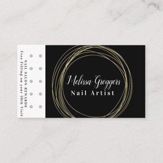 Moderne Nail Artist Logo Reward Gold Circular Visitekaartje (Voorkant)