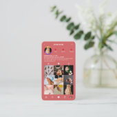 Moderne Nail Artist Manicurist Koraal Instagram Visitekaartje (Staand voorkant)