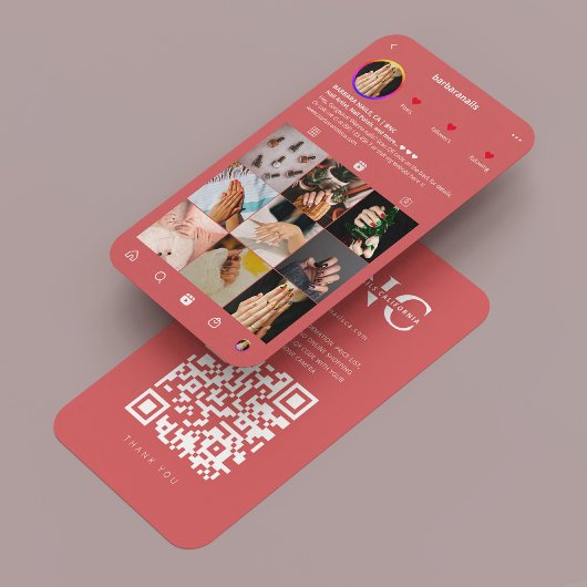 Moderne Nail Artist Manicurist Koraal Instagram Visitekaartje