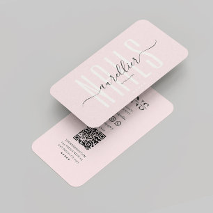 Moderne Nail Artist Nail Technician Monogram Roze Visitekaartje