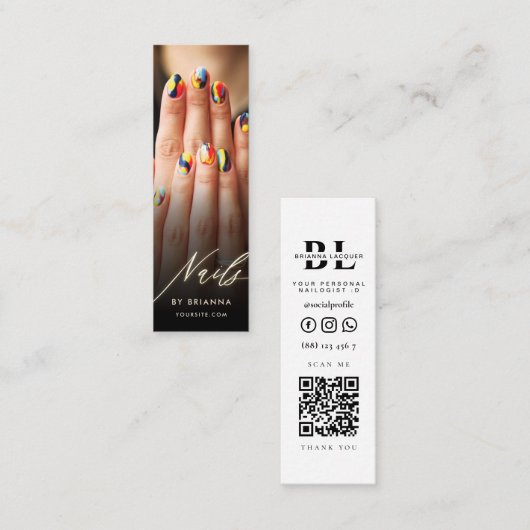 Moderne Nail Artist Nails Beauty Salon Manicure Mini Visitekaartje (Voorkant / Achterkant)