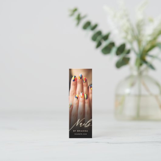 Moderne Nail Artist Nails Beauty Salon Manicure Mini Visitekaartje (Staand voorkant)