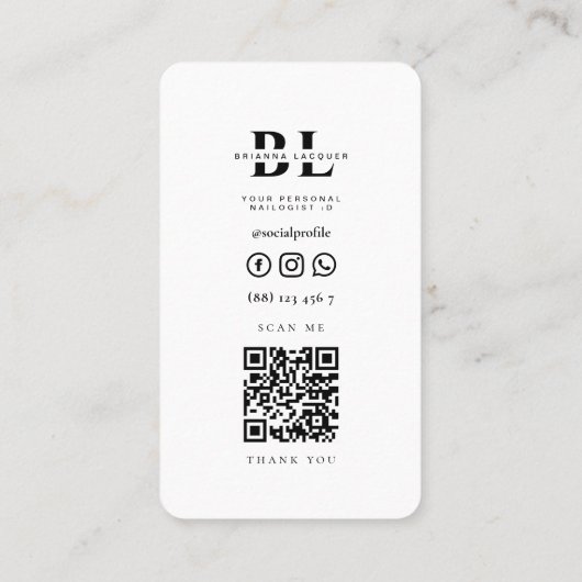 Moderne Nail Artist Nails Beauty Salon Manicure Visitekaartje (Achterkant)