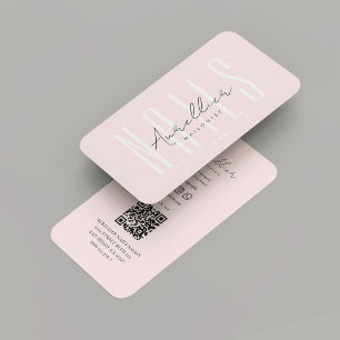 Moderne Nail Artist Nails Salon Monogram Roze Visitekaartje