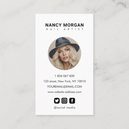 Moderne Nail Artist Typografie Fotocollage Visitekaartje (Achterkant)