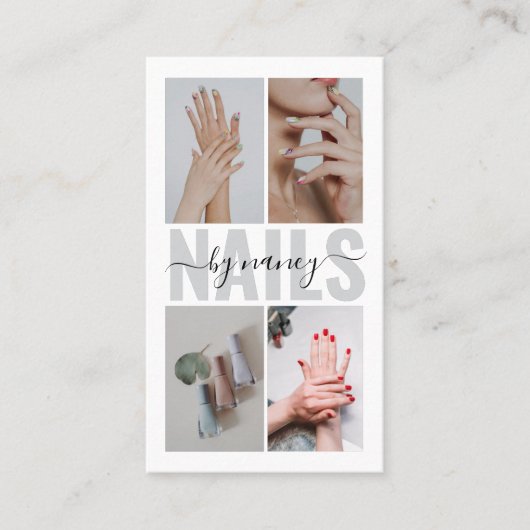 Moderne Nail Artist Typografie Fotocollage Visitekaartje (Voorkant)