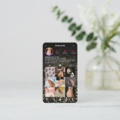 Moderne Nail Artist Zwart Instagram Goud Glitter Visitekaartje (Staand voorkant)