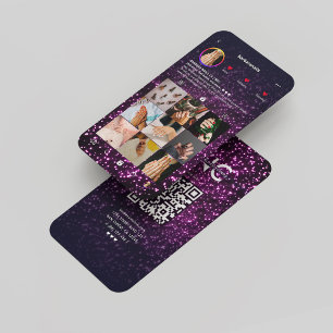Moderne Nail Artist Zwart Instagram Roze Glitter Visitekaartje
