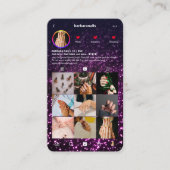 Moderne Nail Artist Zwart Instagram Roze Glitter Visitekaartje (Voorkant)