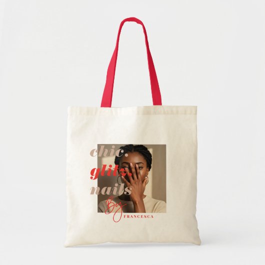 Moderne Nail Salon Bedrijfsfoto Sociaal & QR Code Tote Bag (Voorkant)