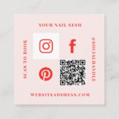 Moderne Nail Salon Bedrijfsfoto Sociaal & QR Code Vierkante Visitekaartje (Achterkant)