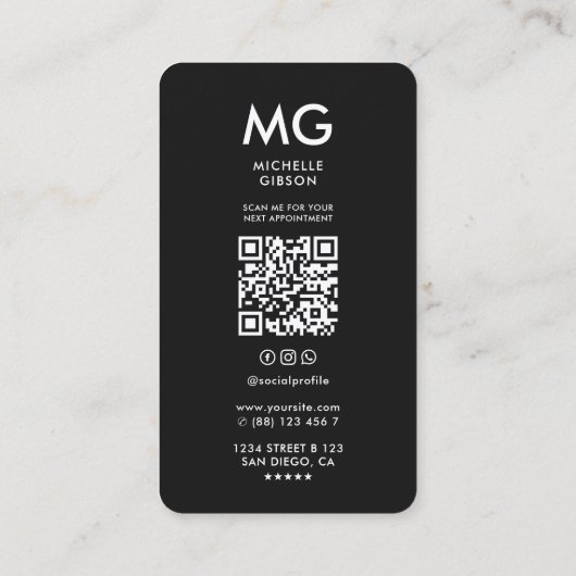 Moderne Nail Tech Manicurist Nail Artist Zwart Visitekaartje (Achterkant)