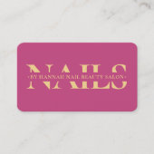 Moderne Nail Tech Monogram Nagels Manicurist Roze Visitekaartje (Voorkant)