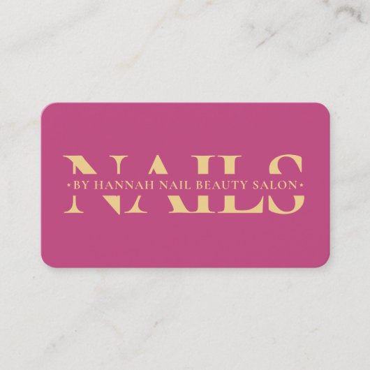 Moderne Nail Tech Monogram Nagels Manicurist Roze Visitekaartje (Voorkant)