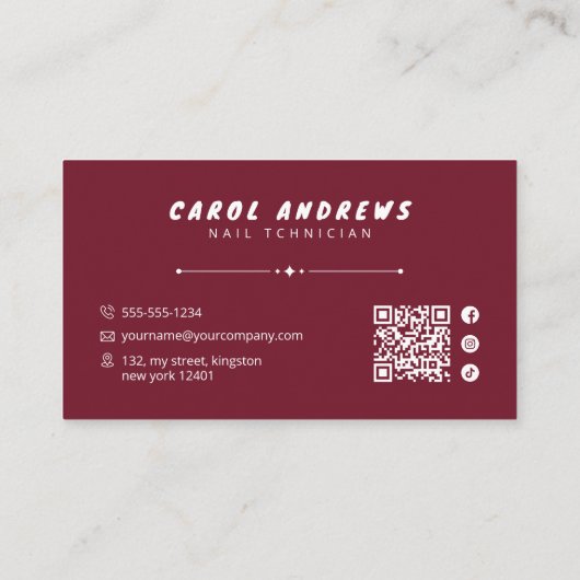 Moderne Nail Technician Nail Art Studio Nail Artis Visitekaartje (Achterkant)