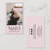 Moderne Nail Technician Nail Photo Pink Visitekaartje (Voorkant / Achterkant)