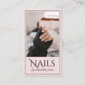 Moderne Nail Technician Nail Photo Pink Visitekaartje (Voorkant)