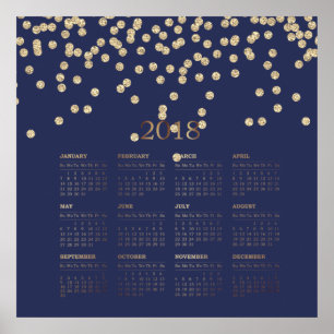 Moderne namaak gouden diamanten 2018 kalender poster