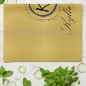 Moderne namaak gouden hemelse monogram & script na theedoek (Gevouwen)