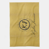 Moderne namaak gouden hemelse monogram & script na theedoek (Verticaal)