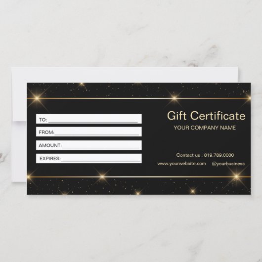 Moderne namaak gouden script cadeaubon (Achterkant)