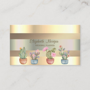 Moderne namaak gouden strepen succulenten visitekaartje
