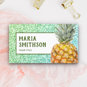 Moderne namaak groene glitters tropische ananas visitekaartje