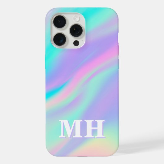 Moderne namaak iriserende initiaal monogram iPhone hoesje (Achterkant)