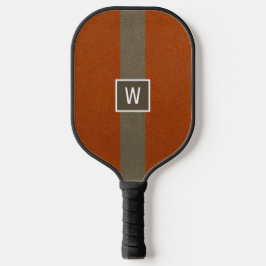 Moderne namaak leer oranje monogram pickleball paddle