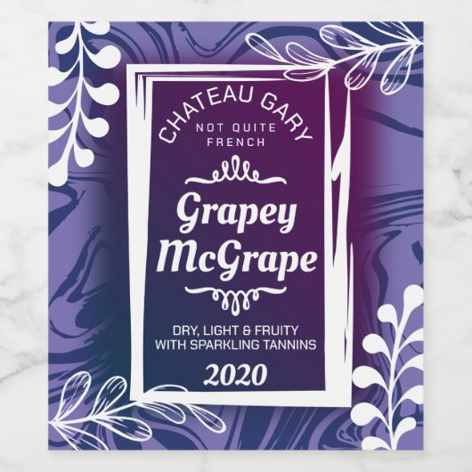 Moderne namaak marmer persoonlijke kleur op maat g wijn etiket (Enkel label)