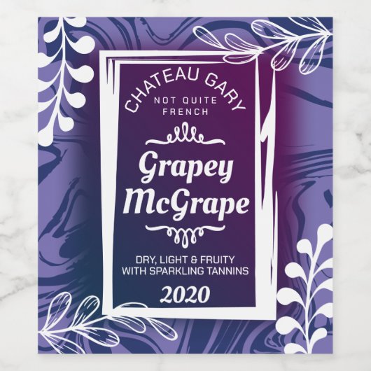 Moderne namaak marmer persoonlijke kleur op maat wijn etiket (Enkel label)