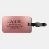 Moderne namaak roze gouden script monogram, gepers bagagelabel (Achterkant horizontaal)