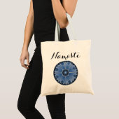 Moderne Namaste Blauwe Mandala Tote Bag (Voorkant (product))