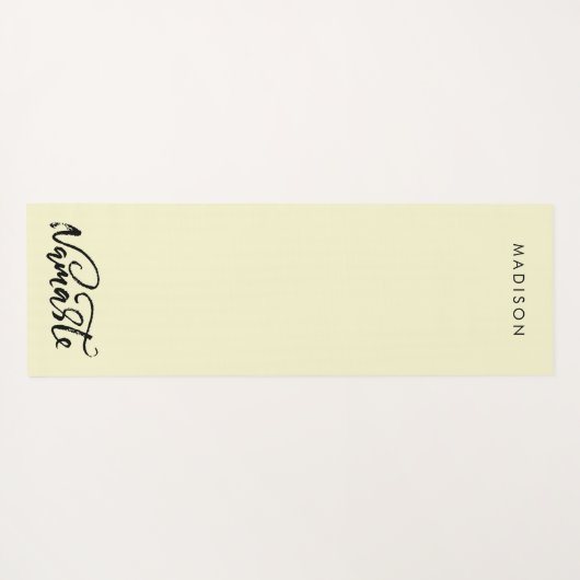 Moderne Namaste Naam Citrien Witte Yogamat (Achterkant (horizontaal))