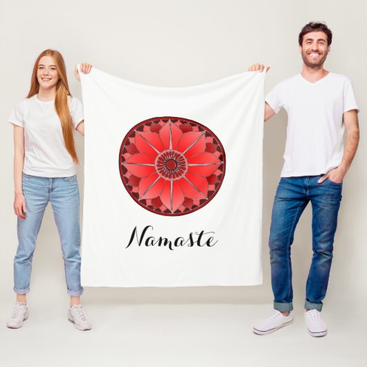Moderne Namaste Rode Mandala Fleece Deken (In situ)