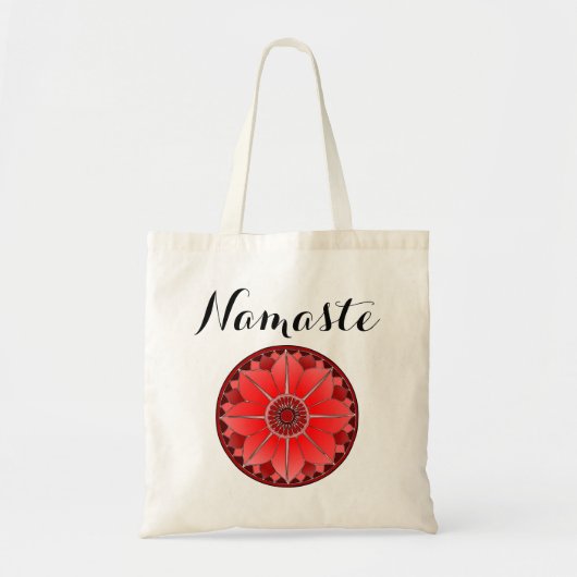 Moderne Namaste Rode Mandala Tote Bag (Voorkant)