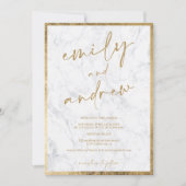 Moderne namen calligrafie goudmarmer-kerkbruiloft kaart (Voorkant)