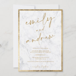 Moderne namen calligrafie goudmarmer-kerkbruiloft kaart
