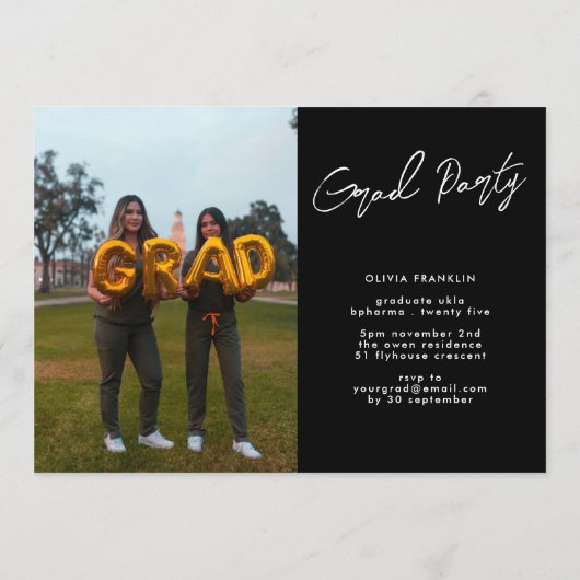 Moderne Namen Editable Multi Photo GraduParty Kaart (Achterkant)