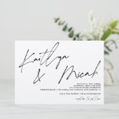 Moderne namen script calligraphy chic bruiloft kaart (Staand voorkant)