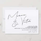 Moderne namen script calligraphy chic bruiloft kaart (Voorkant)