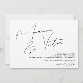 Moderne namen script calligraphy chic bruiloft kaart