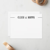 Moderne Names Black White Note Kaart Notitiekaartje (Voorkant / Achterkant in situ)