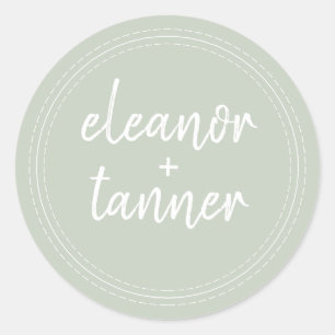 Moderne Names pastel Green Wedding Envelope Seal Ronde Sticker