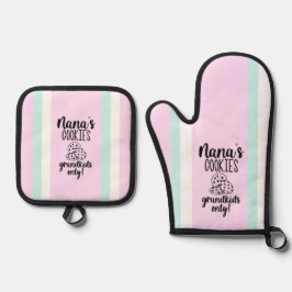 Moderne Nanas Cookies Oven Mitt en Pot Houders Set