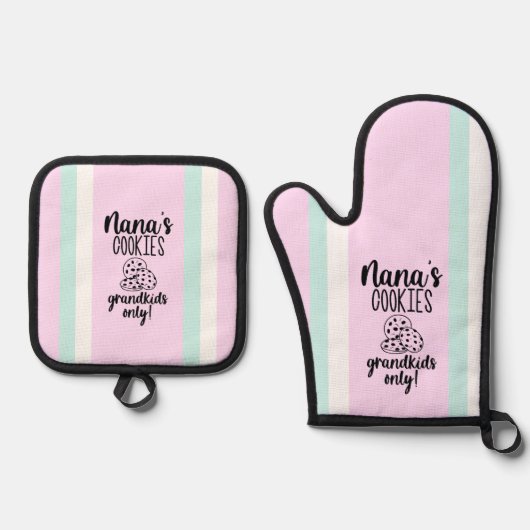 Moderne Nanas Cookies Oven Mitt en Pot Houders Set (Voorkant)